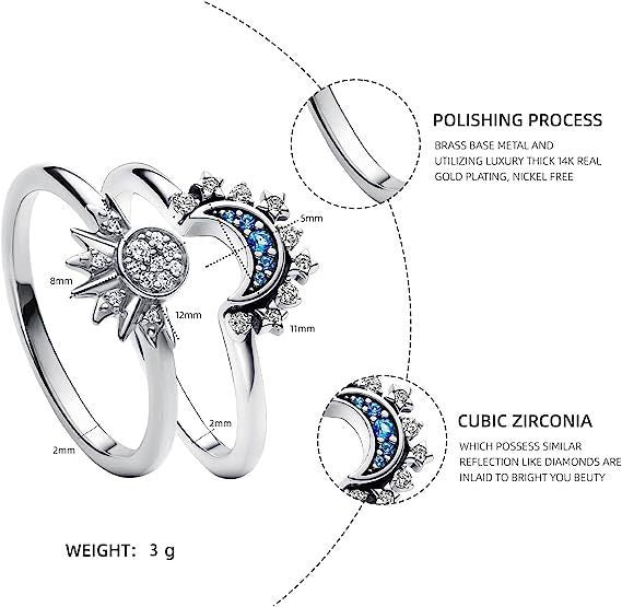 Sun And Moon Couple Rhinestones Ring