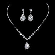 Full Rhinestone Zircon Water Drop Necklace Earrings