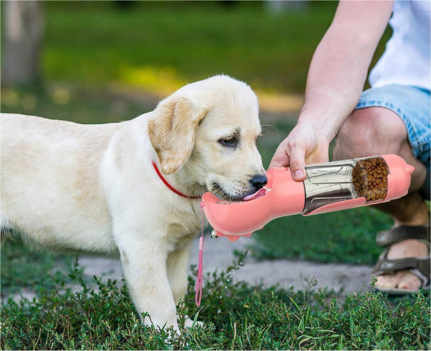 Garrafa de água para animais de estimação Tigela Saco de lixo Armazenamento portátil para animais de estimação viagens ao ar livre 3 em 1 garrafa de água para cães