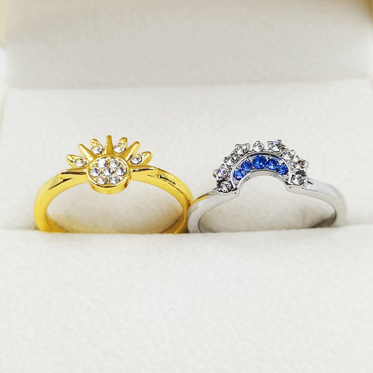 Sun And Moon Couple Rhinestones Ring