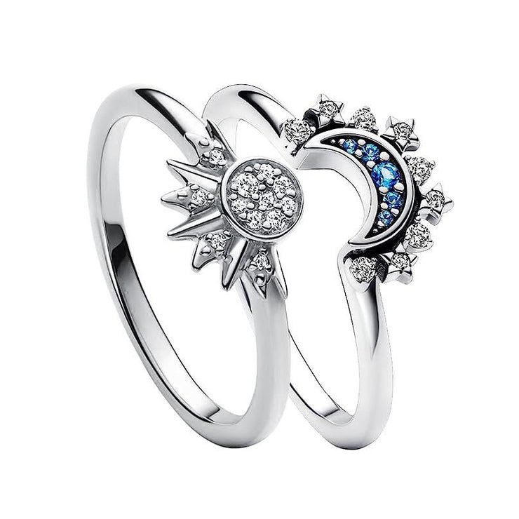 Sun And Moon Couple Rhinestones Ring