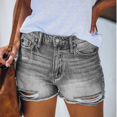 Hole Denim Shorts Female Fringe Jeans