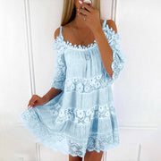 Solid  Dress Off Shoulder Lace