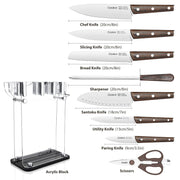 Bloco de facas com 9 peças | Conjunto de facas de cozinha