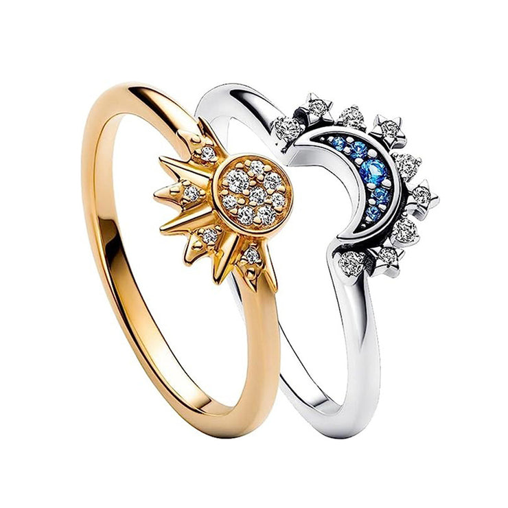 Sun And Moon Couple Rhinestones Ring