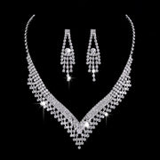 Full Rhinestone Zircon Water Drop Necklace Earrings