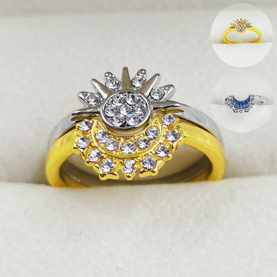 Sun And Moon Couple Rhinestones Ring