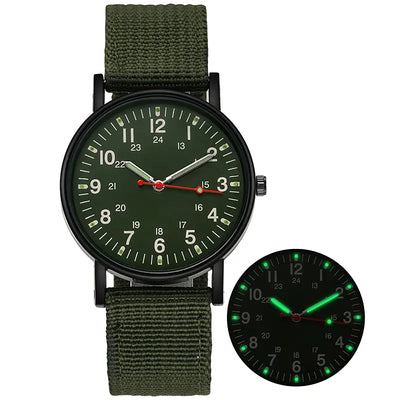 Men Luminous Nylon Band Waterproof Military Watch