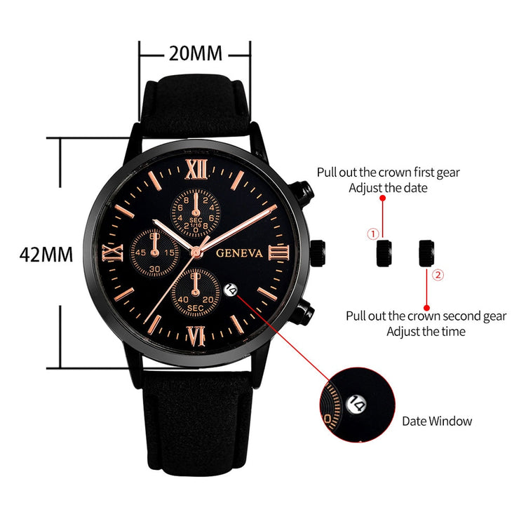 Men's Quartz Watch Leather Bracelets