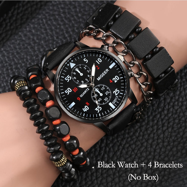 Men's Quartz Watch Leather Bracelets