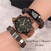 Men's Quartz Watch Leather Bracelets
