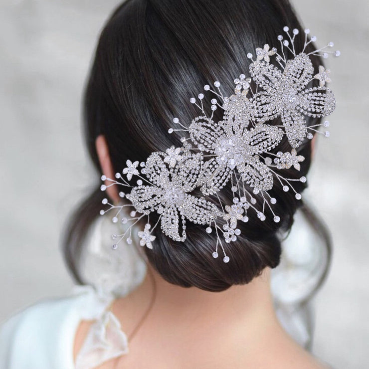 Acessórios de cabelo com strass flor para casamento faixa de cabelo de casamento