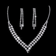 Full Rhinestone Zircon Water Drop Necklace Earrings